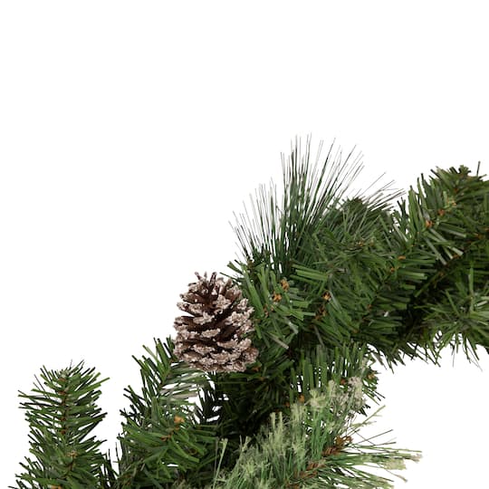Pre-Decorated Frosted Pine Cones & Red Berry Artificial Garland, Unlit